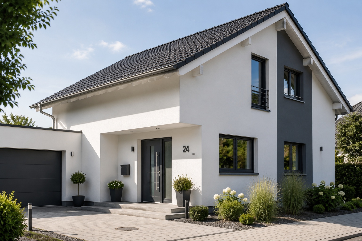 Neu gestrichene Hausfassade